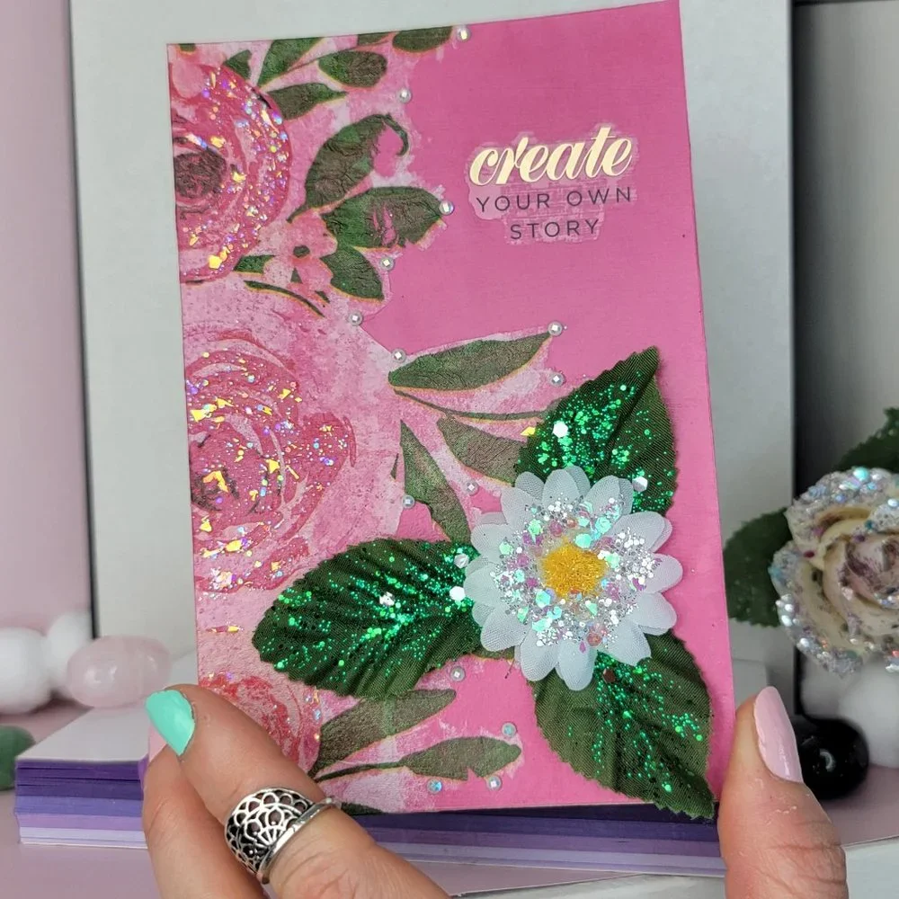 Floral Decoupage 3D Glittery Daisy 6x4 art Handmade 